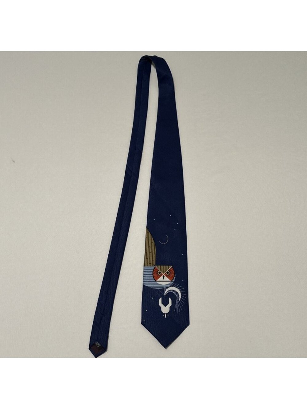 Charles Harper World Wildlife Fund Tie Vintage 90s Owl Modernist Necktie